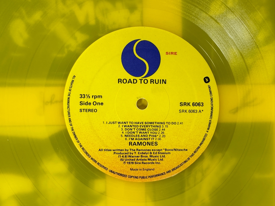 Ramones - Road To Run SRK 6063 Sire Records Vinyl Record 1978 Yellow Translucent Vinyl [Photo 5]