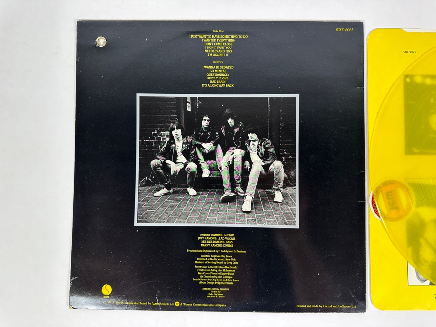 Ramones - Road To Run SRK 6063 Sire Records Vinyl Record 1978 Yellow Translucent Vinyl [Photo 3]
