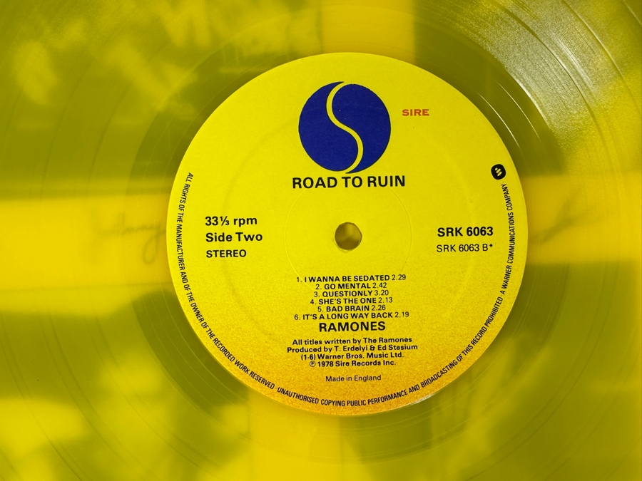 Ramones - Road To Run SRK 6063 Sire Records Vinyl Record 1978 Yellow Translucent Vinyl [Photo 7]