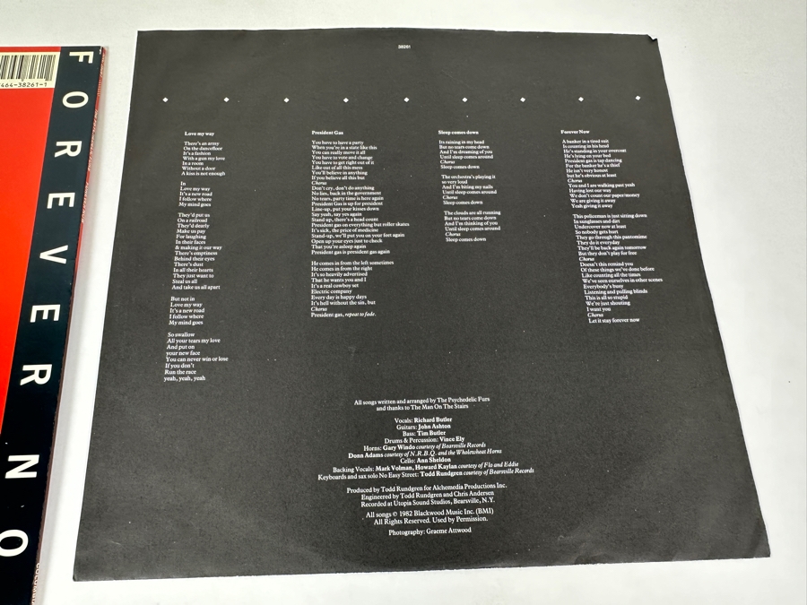 The Psychedelic Furs - Forever Now ARC 38261 Columbia Records Vinyl Record 1982 With The Psychedelic Furs Shryock Auditorium Concert Poster April 4, 1983 [Photo 12]