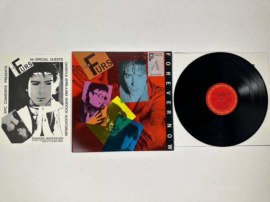 The Psychedelic Furs - Forever Now ARC 38261 Columbia Records Vinyl Record 1982 With The Psychedelic Furs Shryock Auditorium Concert Poster April 4, 1983 [Photo 1]