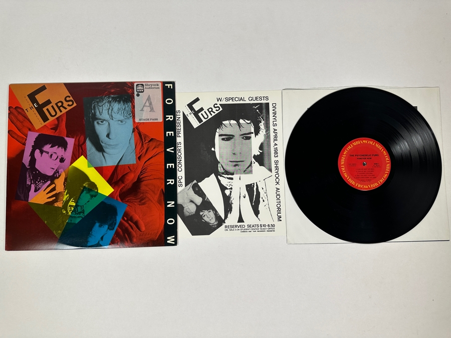 The Psychedelic Furs - Forever Now ARC 38261 Columbia Records Vinyl Record 1982 With The Psychedelic Furs Shryock Auditorium Concert Poster April 4, 1983 [Photo 2]