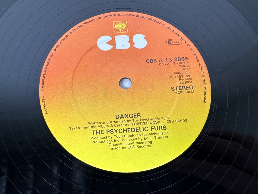The Psychedelic Furs - Danger (Remix) CBS A 13 2865 CBS Records 12' Single Vinyl Record 1982 [Photo 5]