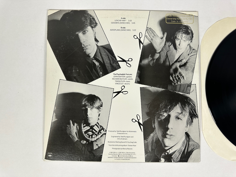 The Psychedelic Furs - Love My Way 44-03197 Columbia Records 12' Single Vinyl Record 1982 Promo Record [Photo 3]