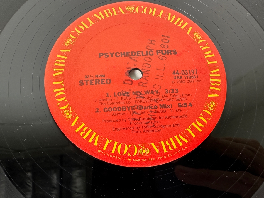 The Psychedelic Furs - Love My Way 44-03197 Columbia Records 12' Single Vinyl Record 1982 Promo Record [Photo 6]