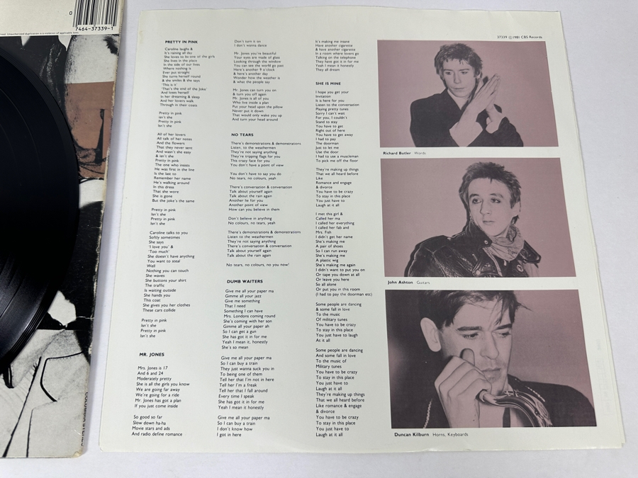 The Psychedelic Furs - Talk Talk Talk NFC 37339 Columbia Records Vinyl Record 1981 Promo Record [Photo 11]