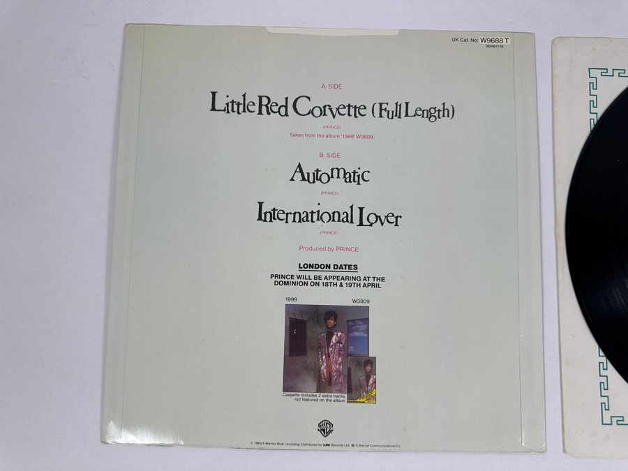 Prince - Little Red Corvette W 9688T Warner Bros Records Vinyl Record UK 1982 [Photo 4]