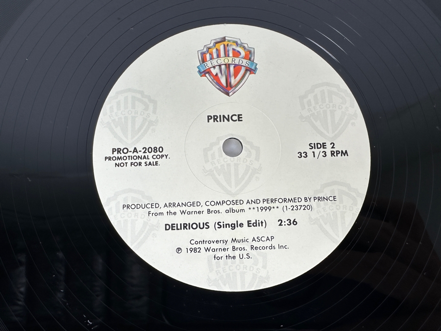 Prince - Delirious PRO-A-2080 Warner Bros Records 12' Single Vinyl Record 1982 Promo Copy [Photo 7]