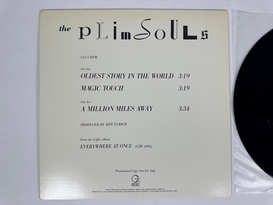 The Plimsouls - Oldest Story In The World PRO-A-2068 Geffen Records 12' Vinyl Record 1983 Promo Copy [Photo 2]