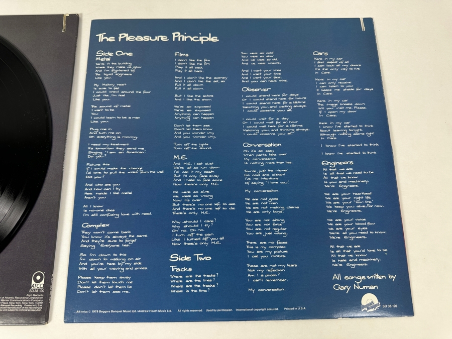 Gary Numan - The Pleasure Principle SD 38-120 ATCO Records Vinyl Record 1979 [Photo 10]