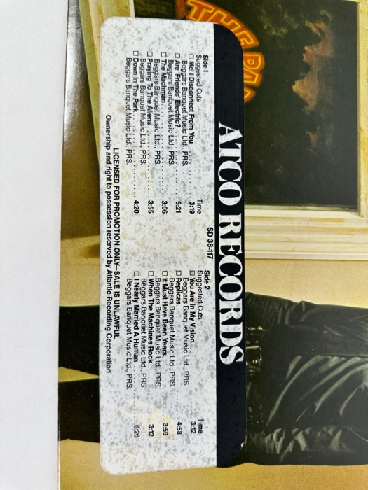 Gary Numan & Tubeway Army - Replicas SD 38-117 ATCO Records Vinyl Record 1979 Promo Copy [Photo 10]