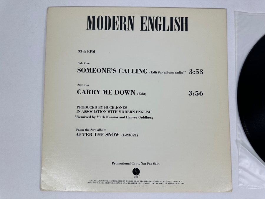 Modern English - Someone's Calling Pro-A-2035 Sire Records Vinyl Records 1984 4AD Promo Record [Photo 2]
