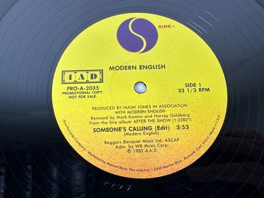 Modern English - Someone's Calling Pro-A-2035 Sire Records Vinyl Records 1984 4AD Promo Record [Photo 5]