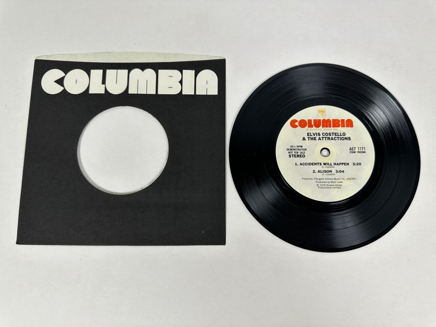 Elvis Costello - Accidents Will Happen / Alison AE7 1171 Columbia 45 RPM Vinyl Record 1978 Promo Copy