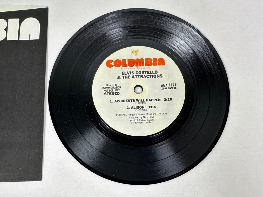 Elvis Costello - Accidents Will Happen / Alison AE7 1171 Columbia 45 RPM Vinyl Record 1978 Promo Copy [Photo 2]