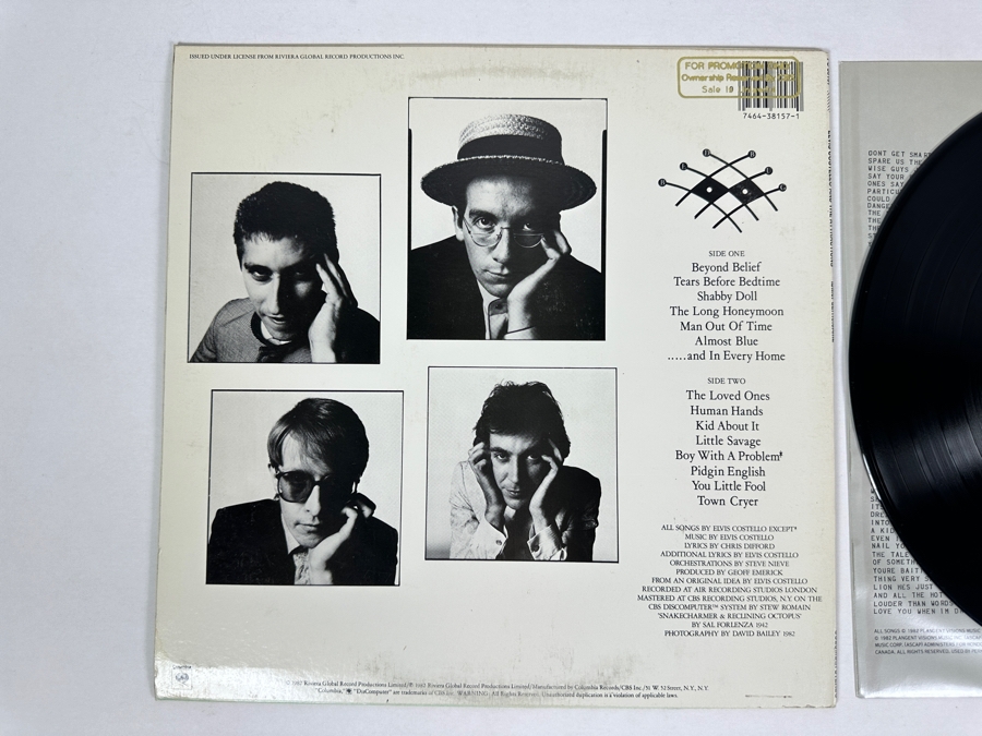 Elvis Costello And The Attractions - Imperial Bedroom AL 38157 Columbia Vinyl Record 1982 Promo Copy [Photo 3]