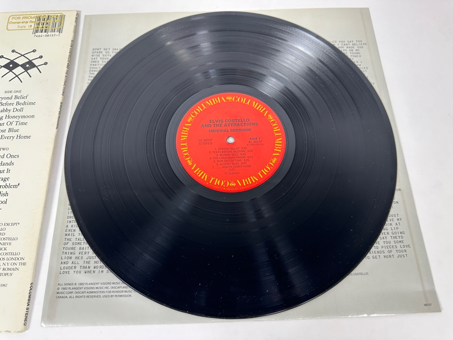 Elvis Costello And The Attractions - Imperial Bedroom AL 38157 Columbia Vinyl Record 1982 Promo Copy [Photo 5]
