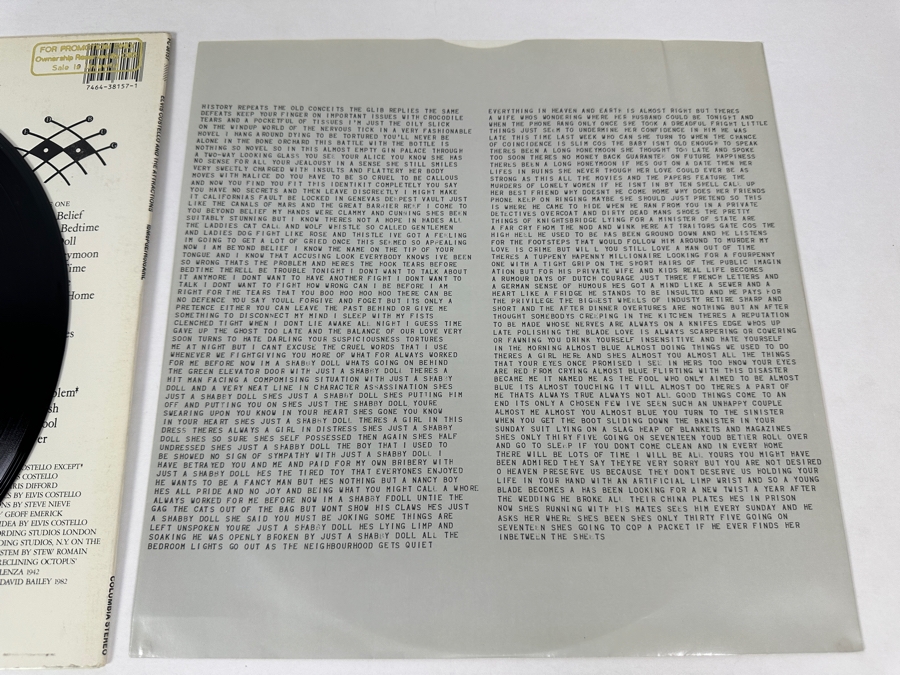 Elvis Costello And The Attractions - Imperial Bedroom AL 38157 Columbia Vinyl Record 1982 Promo Copy [Photo 10]