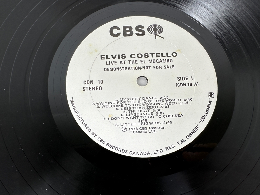 Elvis Costello - Live At The El Mocambo CDN 10 CBS Records Vinyl Record 1978 Canada Demo Copy [Photo 5]