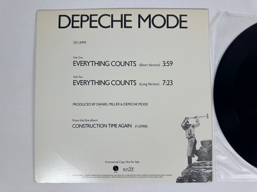 Depeche Mode - Everything Counts PRO-A-2097 Sire Records 12' Vinyl Record 1983 Promo Copy [Photo 2]