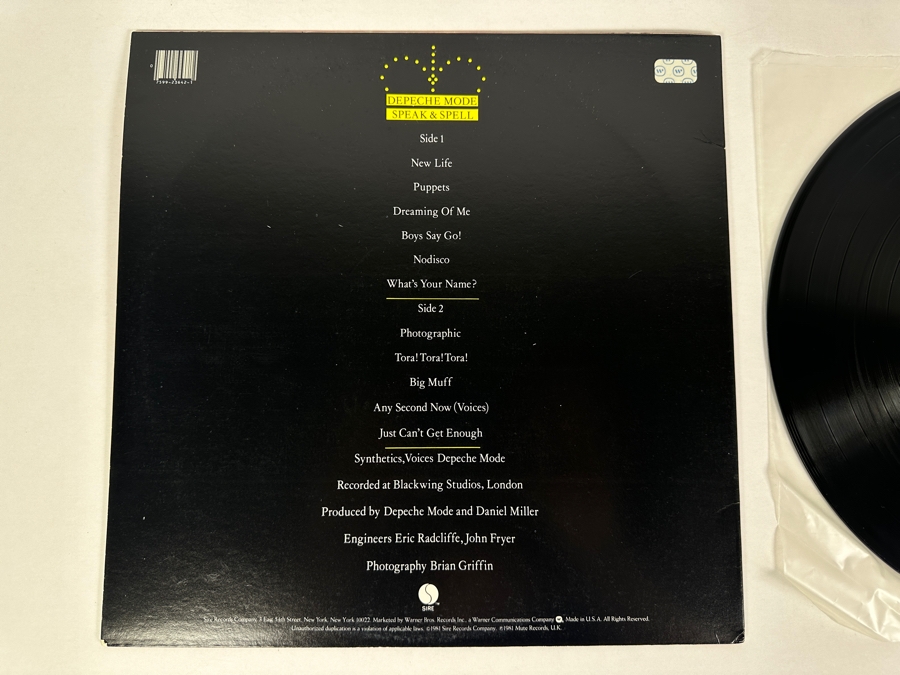 Depeche Mode - Speak & Spell SRK 3642 Sire Records Vinyl Record 1981 [Photo 3]