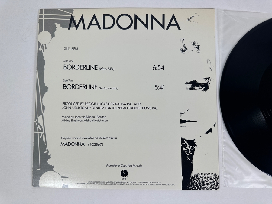 Madonna - Borderline PRO-A-2120 Sire Records 12' Vinyl Record 1984 Promo Copy [Photo 2]