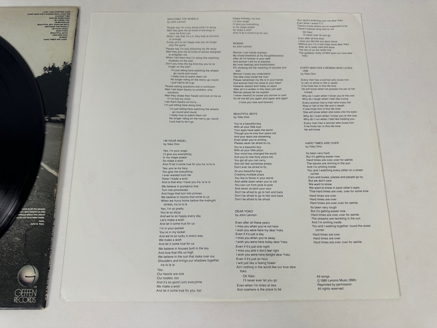 John Lennon & Yoko Ono - Double Fantasy GHS 2001 Geffen Records Vinyl Record 1980 Promo Copy [Photo 10]