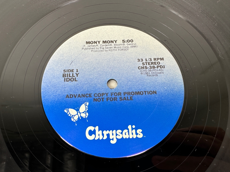 Billy Idol - Mony Mony CHS-38-PDJ Chrysalis 12' Vinyl Record 1981 Advance Copy For Promotion [Photo 3]