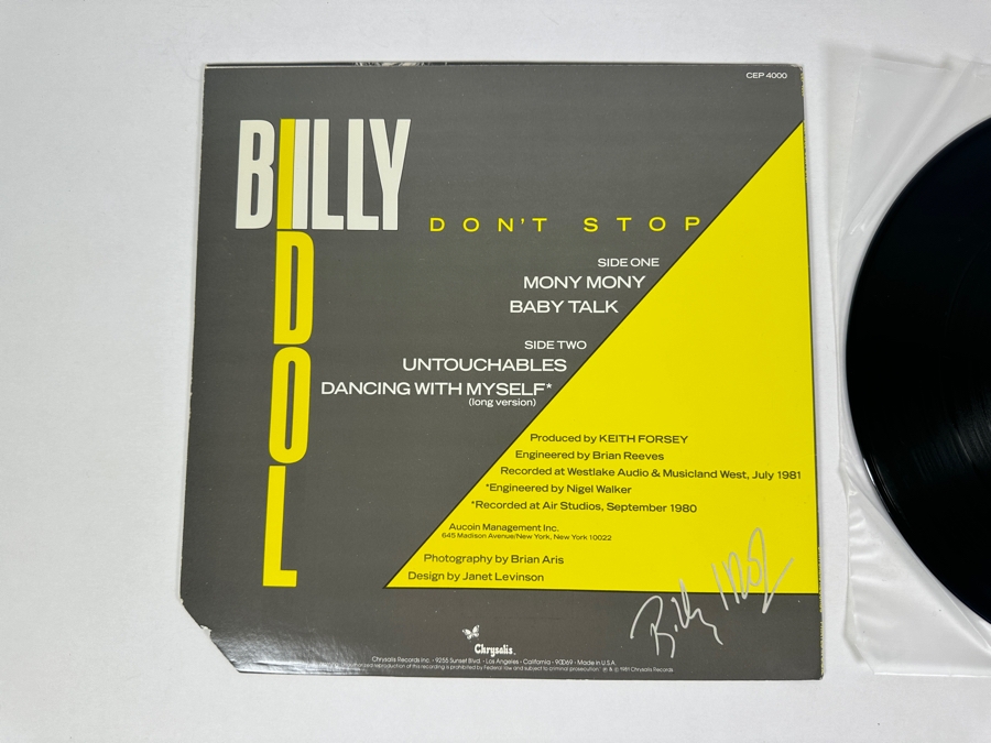 Billy Idol - Don't Stop CEP 4000 Chrysalis Vinyl Record 1981 [Photo 3]