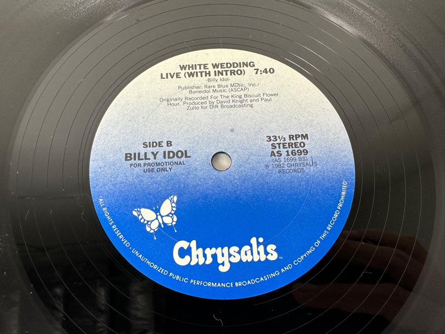 Billy Idol - White Wedding Live AS 1699 Chrysalis Single 12' Vinyl Record 1982 Promo Copy [Photo 6]
