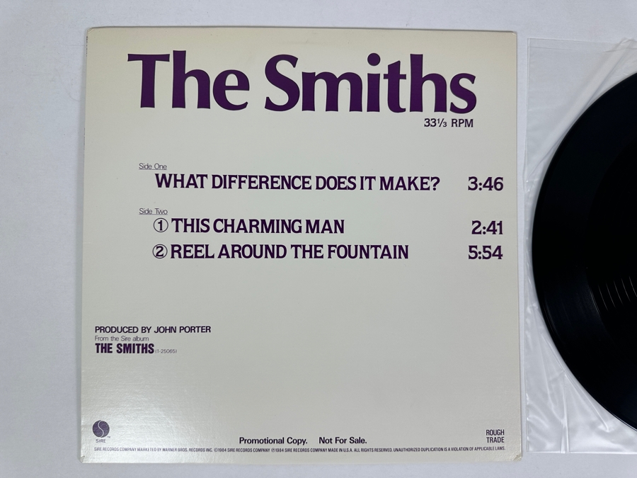 The Smiths - Selections From The Smiths - What Difference Does It Make? / This Charming Man / Reel Around The Fountain PRO-A-2136 Sire Records Vinyl Record 1984 Promo Copy [Photo 2]