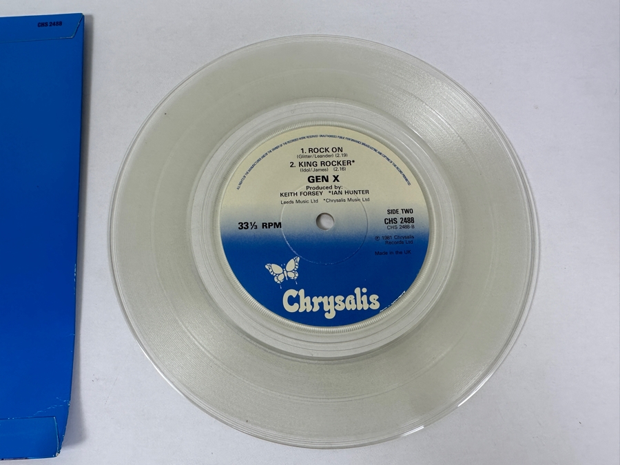 Gen X (Billy Idol) - 4 Rock On CHS 2488 Chrysalis Records 7' 33 RPM Vinyl Record 1981 Clear UK Import [Photo 5]
