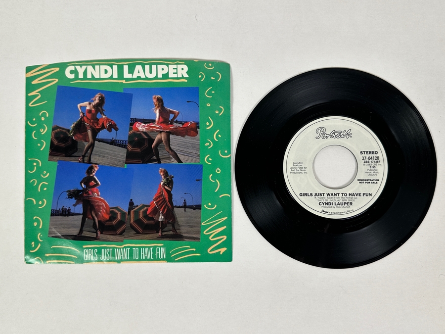 Cyndi Lauper - Girls Just Want To Have Fun 37-04120 Portrait 45 RPM Vinyl Record 1983 Promo Copy [Photo 1]