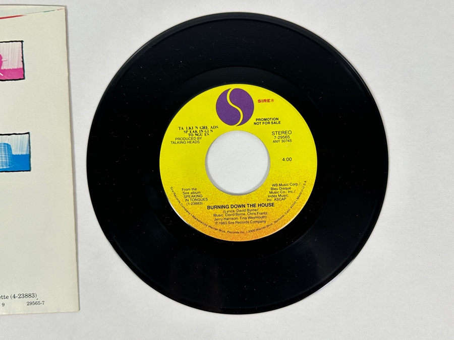 Talking Heads - Burning Down The House 7-29565 Sire Records 45 RPM Vinyl Record 1983 Promo Copy [Photo 4]