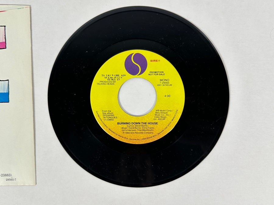 Talking Heads - Burning Down The House 7-29565 Sire Records 45 RPM Vinyl Record 1983 Promo Copy [Photo 5]