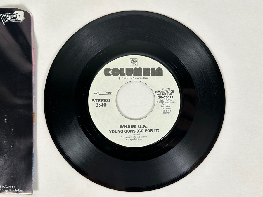 Wham! U.K. - Young Guns (Go For It) 38-03611 Columbia Records 45 RPM Vinyl Record Promo Copy [Photo 4]