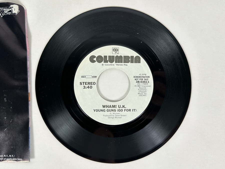 Wham! U.K. - Young Guns (Go For It) 38-03611 Columbia Records 45 RPM Vinyl Record Promo Copy [Photo 5]