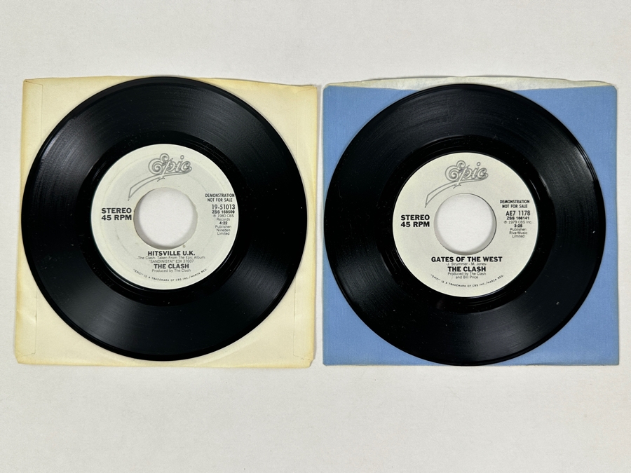 The Clash - Hitsville U.K. 19-51013 1980 / Gates Of The West AE7 1178 1979 Epic Records 45 RPM Vinyl Records Promo Copies [Photo 1]