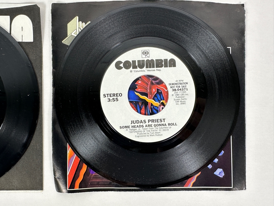 Judas Priest - Love Bites 38-04436 / Some Heads Are Gonna Roll 38-04371 Columbia Records 45 RPM Vinyl Records Promo Copies [Photo 4]