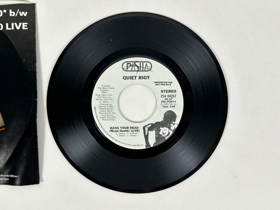 Quiet Riot - Bang Your Head (Mental Health) ZS4 04267 Pasha Records 45 RPM Vinyl Record 1983 Promo Copy [Photo 5]
