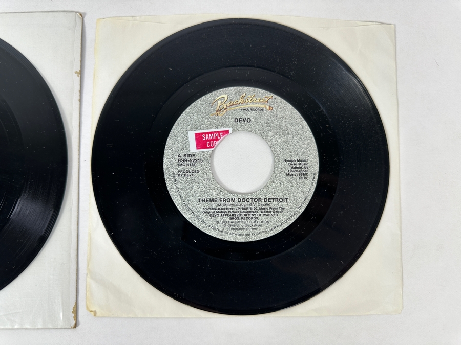 DEVO 45 RPM Vinyl Records: Working In The Coal Mine, Flimsy Wrap, Theme From Doctor Detroit Sample Copy [Photo 5]