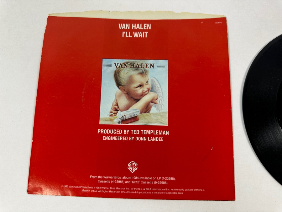 Van Halen - I'll Wait 7-29307 Warner Bros Records 45 RPM Vinyl Record 1984 Promo Copy [Photo 3]