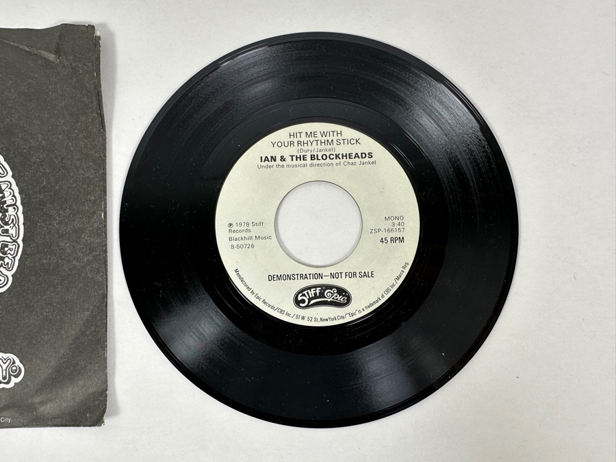 Ian & The Blockheads - Hit Me With Your Rhythm Stick ZSP-166157 Stiff Records 45 RPM Vinyl Record 1978 Promo Copy [Photo 3]