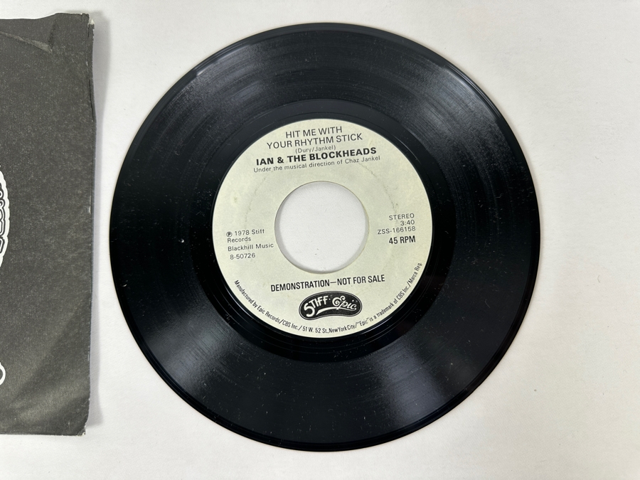 Ian & The Blockheads - Hit Me With Your Rhythm Stick ZSP-166157 Stiff Records 45 RPM Vinyl Record 1978 Promo Copy [Photo 4]