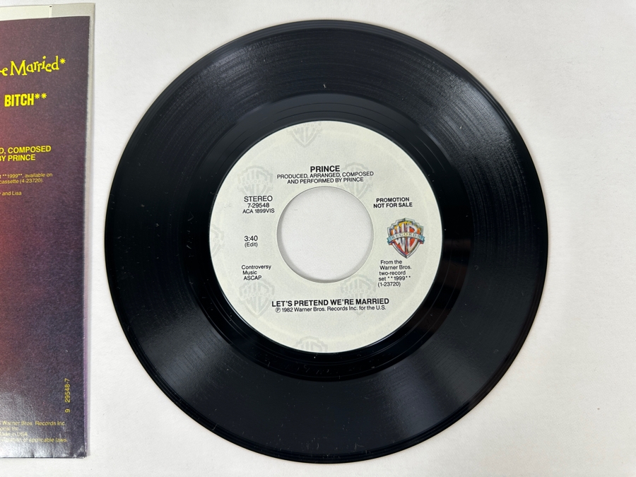 Prince - Let's Pretend We're Married 7-29548 Warner Bros Records 45 RPM Vinyl Record Promo Copy [Photo 4]