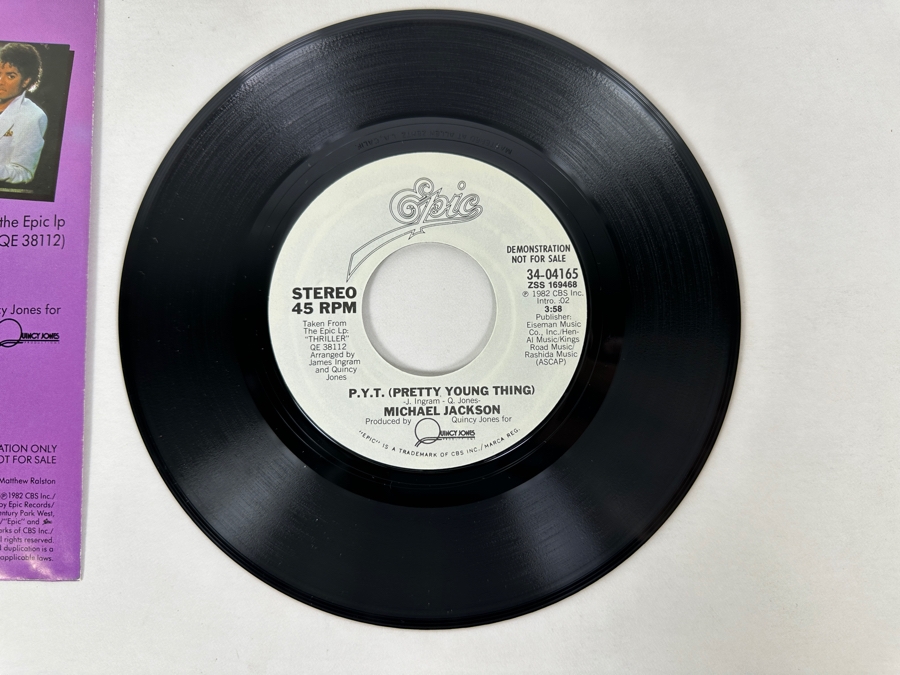 Michael Jackson - P.Y.T. (Pretty Young Thing) 34-04165 Epic Records 45 RPM Vinyl Record 1982 Promo Copy [Photo 4]