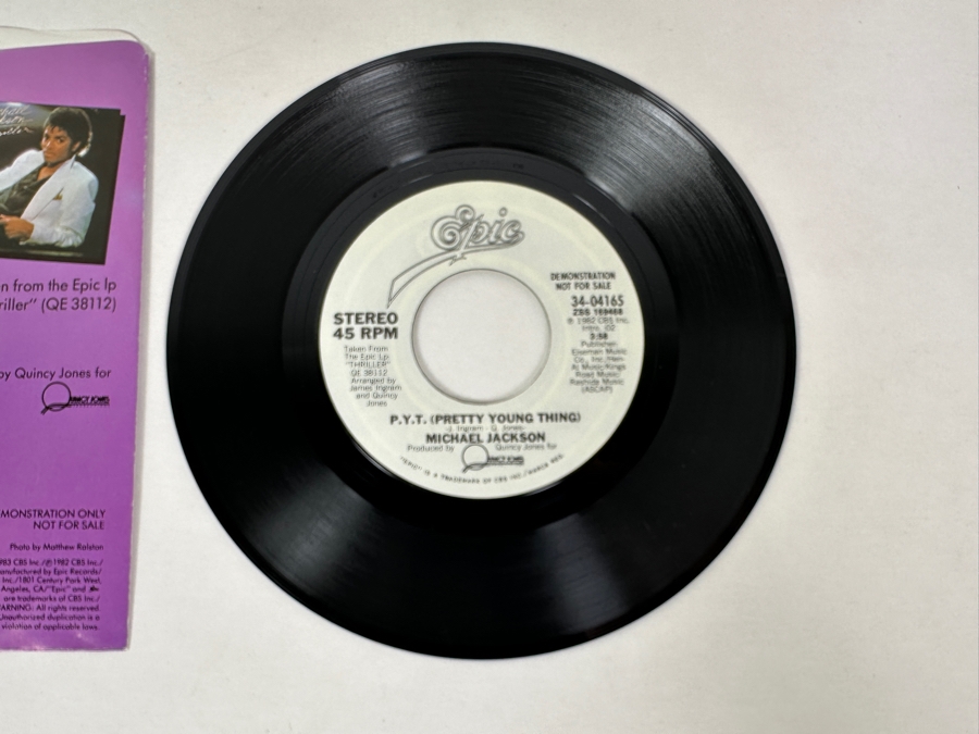 Michael Jackson - P.Y.T. (Pretty Young Thing) 34-04165 Epic Records 45 RPM Vinyl Record 1982 Promo Copy [Photo 6]