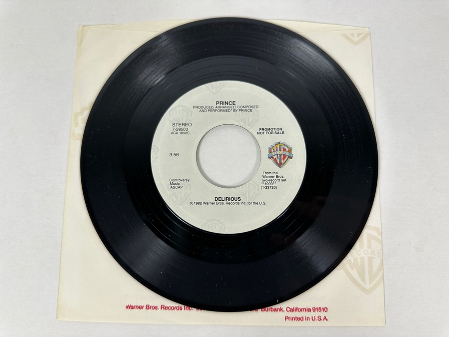 Prince - Delirious 7-29503 Warner Bros Record 45 RPM Vinyl Record 1982 Promo Copy [Photo 3]