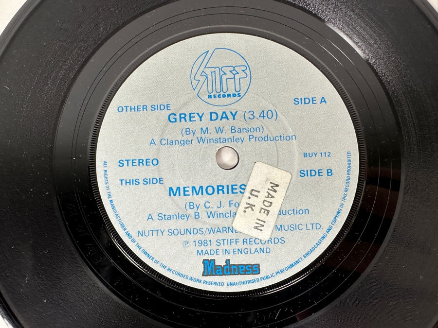 Madness - Grey Day Buy 112 Stiff Records 7' 45 RPM Vinyl Record 1981 UK Import [Photo 7]