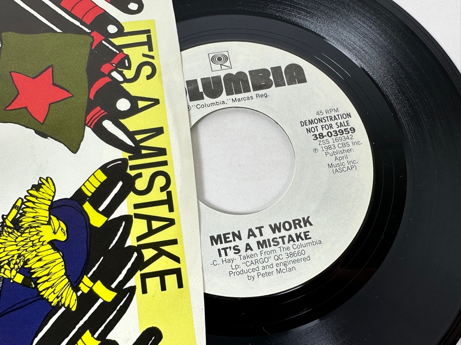 Six Vintage 1980s 45 RPM Vinyl Records: Men At Work, Wang Chung & The Tom Tom Club (5 Promo Copies) [Photo 10]